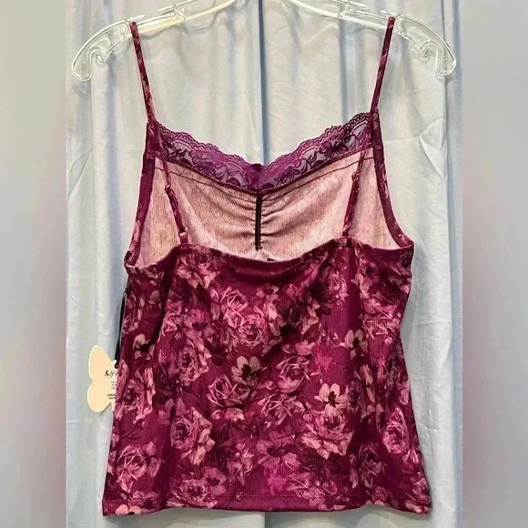 Self Esteem Women's Floral Lace V-Neck Camisole Spaghetti Strap Top Size L - Picture 4 of 10
